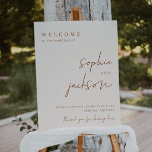 Rust Wedding Welcome Sign Template — Desert Boho Wedding Sign — Terracotta Wedding Welcome Sign Editable Download — Cream Wedding Sign