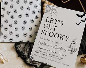 Modern Halloween Party Invitation Template | Let's Get Spooky | Costumes and Cocktails Invitation | Printable, Digital Halloween Invitation