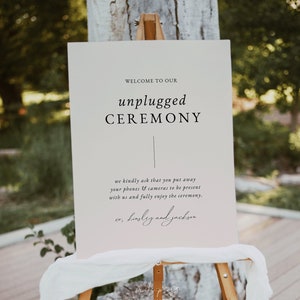 Elegant Minimalist Unplugged Ceremony Sign Template | Unplugged Wedding Sign | Unplugged Wedding Ceremony Sign | Editable Wedding Sign