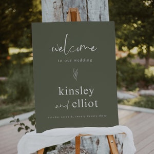 Earthy Olive Wedding Welcome Sign Template — Olive Green Wedding Welcome Sign — Modern Boho Wedding Sign Printable — Green Wedding Sign