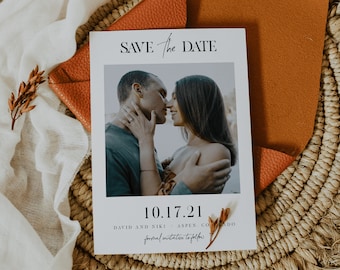 Photo Save the Date Template — Minimalist Save the Date — Boho Save the Date — Modern Save the Date — Printable Save the Date