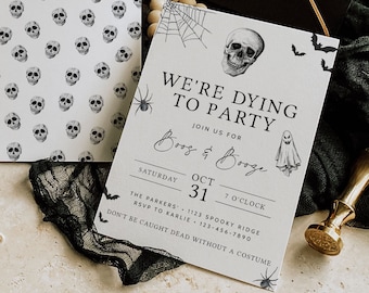 Modern Halloween Party Invitation Template | Boos and Booze Invite | Costume Party Invitation | Printable or Digital Halloween Invitation