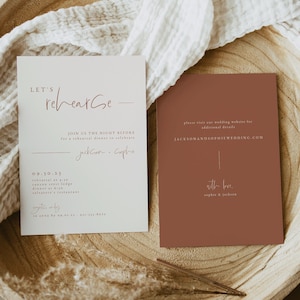 Dusty Terracotta Rehearsal Dinner Invitation Template — Modern Boho Wedding Rehearsal Invite — Editable Rehearsal Dinner Invitation
