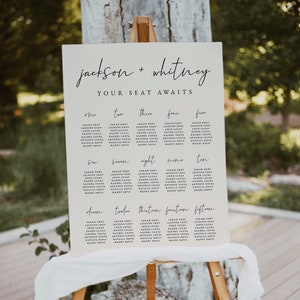 Modern Wedding Seating Chart Template — Modern Boho Wedding Seating Chart Sign — Minimalist Wedding Seating Sign Editable Download