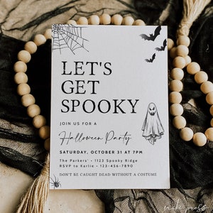 Modern Halloween Invitation Template, Let&#39;s Get Spooky, Halloween Party Invitation, Halloween Birthday, Printable, Digital Halloween Invite