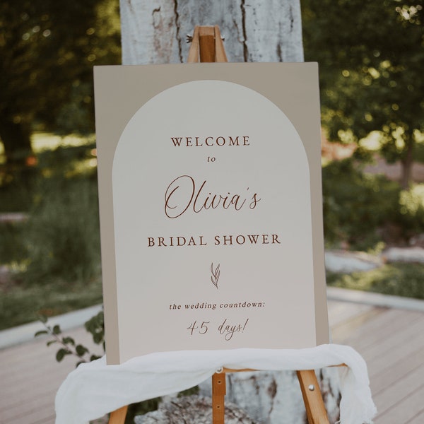 Arched Minimalist Bridal Shower Welcome Sign Template — Boho Bridal Shower Sign — Wedding Shower Welcome Sign — Desert Bridal Shower