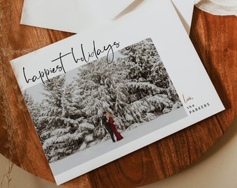 Modern Minimalist Holiday Card Template, Photo Christmas Card, Newlywed Christmas Card, New Years Photo Card, Boho Photo Holiday Card