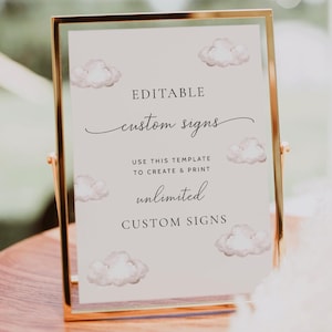 On Cloud Nine Baby Shower Custom Signs Template, Gender Neutral Baby Shower, We&#39;re On Cloud Nine Baby Shower Sign, Cloud 9 Baby Shower Theme