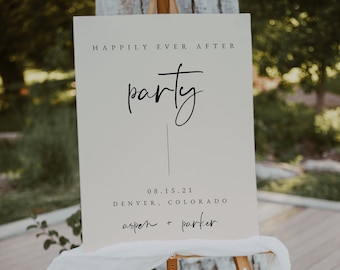 Happily Ever After Party Wedding Sign Template — Wedding Reception Sign — Wedding Welcome Sign — Editable Welcome To Our Wedding Sign