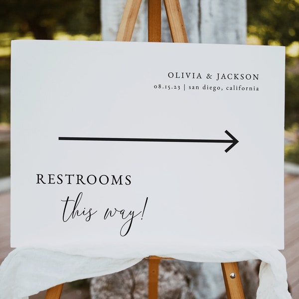 Bathroom This Way Sign - Etsy