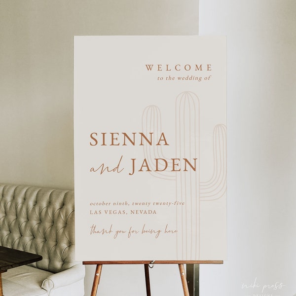 Desert Wedding Welcome Sign Template, Cactus Wedding Welcome Sign, Western Wedding Sign, Southwest Wedding Decor, Terracotta Wedding, SIENNA