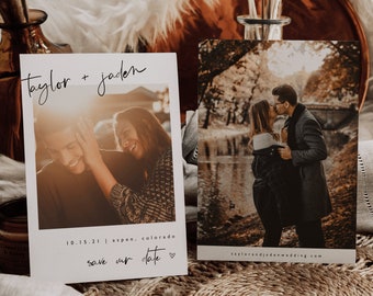 Photo Save the Date Postcard Template — Modern Boho Save the Date — Printable Save the Date — Editable Wedding Announcement Card