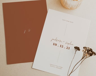 Rust Save the Date Template | Printable Desert Save the Date | Terracotta Wedding Save the Date with Photo | Minimalist Save the Date