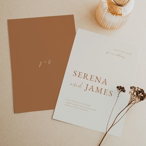 Desert Minimalist Save the Date Template — Modern Boho Save the Date — Terracotta Wedding Save the Date — Burnt Orange Save the Date