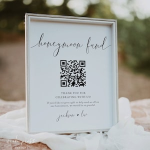 Modello di cartello minimalista per il fondo luna di miele / Codice QR per il fondo luna di miele / Modello per il fondo luna di miele / Cartello per matrimonio Venmo / Luna di miele Venmo / WILLOW