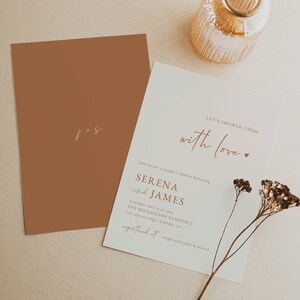 Desert Minimalist Couple&#39;s Shower Invitation Template — Terracotta Bridal Shower Invitation — Editable Modern Boho Wedding Shower Invite