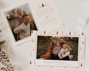 Landscape Christmas Card Template | Modern Christmas Card | Boho Photo Holiday Card | Printable Christmas Card | Simple Christmas Card