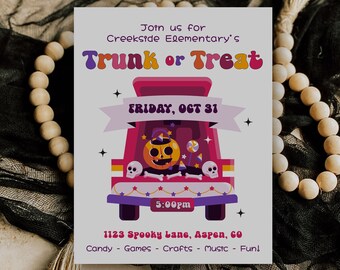 Trunk or Treat Flyer Template, Halloween Trunk-or-Treat, Halloween Flyer, School or Church Trunk or Treat, Editable Trunk or Treat Flyer