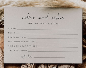 Advice For The Bride Cards, Printed Bridal Shower Game Cards, Bridal Cards - Set