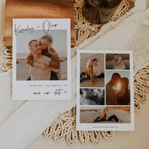 Multi Photo Save the Date Template | Modern Save the Date | Wedding Save the Date with Photo | Double-Sided Save the Date Printable
