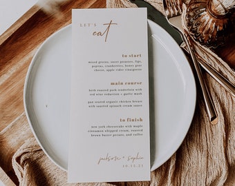 Rust Wedding Dinner Menu Template — Modern Boho Dinner Menu — Editable Wedding Menu Instant Download — Terracotta Wedding Menu