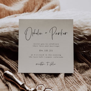 Minimalistische quadratische Hochzeitseinladungsvorlage - Bearbeitbare quadratische Hochzeitseinladung - Bearbeitbare quadratische Hochzeitseinladung - Moderne Hochzeitseinladung - Druckbare minimale Einladung
