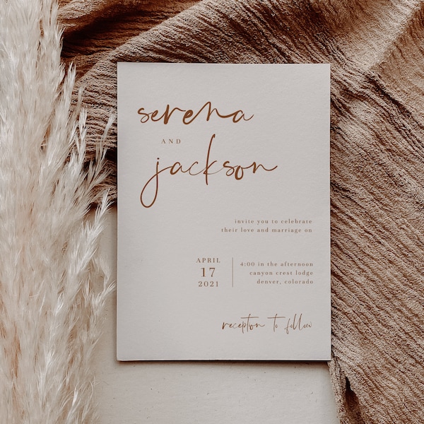 Warm Terracotta Wedding Invitation Template — Boho Wedding Invitation — Editable Wedding Invitation Instant Download — Boho Wedding Invites