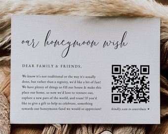 QR Code Honeymoon Fund Card Template | Honeymoon Fund QR Code | Honeymoon Wish Card | Honeymoon Qr Code | Honeymoon Fund Template | WILLOW