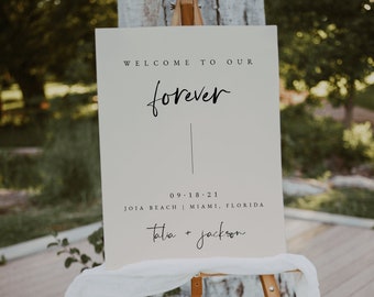 Minimalist Boho Wedding Welcome Sign Template — Welcome to Our Forever Wedding Sign — Outdoor Wedding Welcome Sign Printable