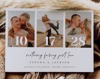Modern Photo Elopement Announcement Template, Happily Ever After Party Invitation, Nothing Fancy Just Love, Boho Wedding Reception Invite