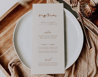 Warm Terracotta Wedding Dinner Menu Template — Boho Wedding Menu — Editable Wedding Menu Instant Download — Terracotta Menu