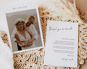 Photo Wedding Thank You Card | Best Day Ever Wedding Thank You Card | Boho Wedding Thank You Card | Modern Wedding Thank You Card | ELLIE