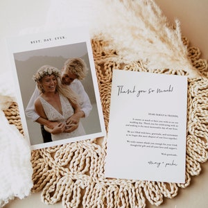 Foto Hochzeit Dankeskarte | Beste Tag überhaupt Hochzeit Dankeschön-Karte | Boho Hochzeit Dankeskarte | Moderne Hochzeit Danke Karte | ELLIE
