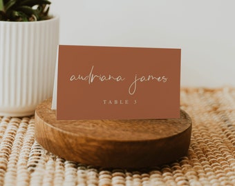 Desert Boho Place Card Template — Printable Terracotta Wedding Place Cards — Editable Wedding Name Cards Instant Download