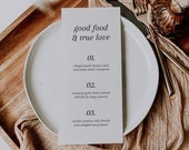 Modern Wedding Dinner Menu Template, Minimalist Wedding Menu, Classic Wedding Menu, Simple Wedding Dinner Menu, Printable Menu, CHARLOTTE