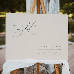 Elegant Minimalist Wedding Rehearsal Sign Template — The Night Before Sign — Modern Rehearsal Dinner Sign — Wedding Rehearsal Welcome Sign