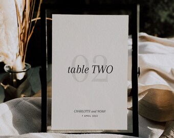 Modern Table Numbers Template, Printable Wedding Table Numbers, Minimalist Table Numbers, Editable Wedding Table Numbers 5x7, 4x6, CHARLOTTE
