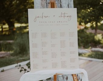 Desert Boho Alphabetical Wedding Seating Chart Template — Terracotta Wedding Seating Chart Sign — Boho Wedding Seating Chart Printable