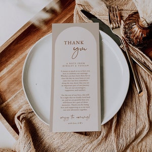 Wedding Thank You Note Template — Printable Thank You Card — Modern Thank You — Arched Minimalist Wedding Table Thank You Card - 4x9, 5x7