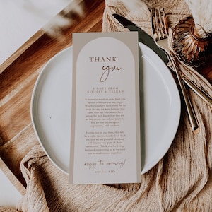 Wedding Thank You Note Template — Printable Thank You Card — Modern Thank You — Arched Minimalist Wedding Table Thank You Card - 4x9, 5x7