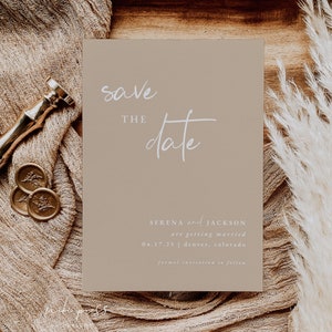 Boho Beige Save the Date Template | Minimalist Save the Date | Neutral Save the Date | Modern Save the Date | Simple Save the Date