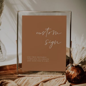 Modèle de plaque de mariage personnalisé minimaliste du désert | Plaque de mariage bohème 8 x 10 | Panneau de mariage orange brûlé à imprimer | Plaque de mariage modifiable
