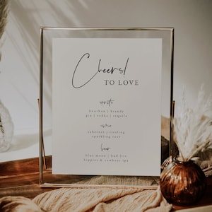 Minimalist Boho Bar Menu Sign Template — Wedding Cocktail Menu — Wedding Drinks Sign — Cheers to Love Sign — Drinks Menu Printable