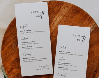 Modern Wedding Dinner Menu Template — Minimalist Wedding Menu — Printable Wedding Dinner Menu — Ellie Collection