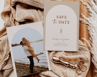 Arch Save the Date Template — Modern Save the Date — Boho Save the Date — Photo Save the Date — Editable Wedding Announcement Card