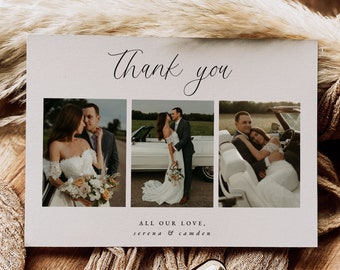 Wedding Thank You Card with Photo Template | Minimalist Wedding Thank You Cards | Modern Boho Wedding Thank You | Photo Thank You Card