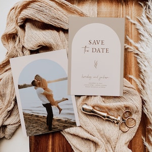 Arch Save the Date Template — Modern Save the Date — Boho Save the Date — Photo Save the Date — Editable Wedding Announcement Card