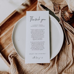 de remerciement pour table de mariage | de remerciement moderne | Merci de mariage minimaliste | Table de mariage imprimable Merci | ELLIE