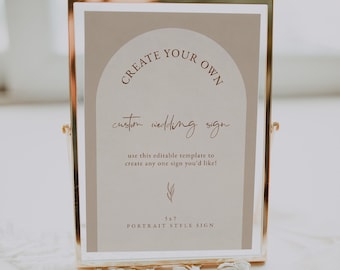 Arched Minimalist Custom Sign Template | Modern Wedding Sign 8x10 | Arch Wedding Sign | Create Your Own Sign | Editable Baby Shower Sign