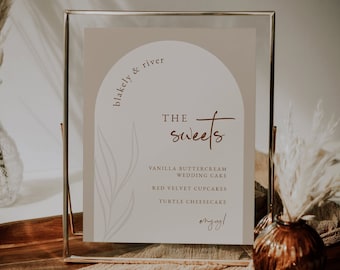Arched Dessert Menu Sign Template — Boho Wedding Dessert Menu — Wedding Sweets Table — Boho Dessert Menu — Arched Minimalist Collection